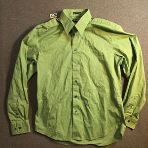 Express Bright Green Dress Shirt Large Preppy Office Button Down